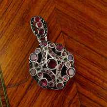 Load image into Gallery viewer, Antique Victorian French Silver Garnet Stones Pendant Photo Locket
