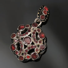 Load image into Gallery viewer, Antique Victorian French Silver Garnet Stones Pendant Photo Locket