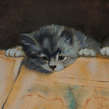 Load image into Gallery viewer, Portrait of Playful Kittens, Cats, Signed Gabor Kettinger Animal Genre Still Life Painting, Budapest Hungary