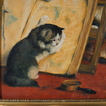 Load image into Gallery viewer, Portrait of Playful Kittens, Cats, Signed Gabor Kettinger Animal Genre Still Life Painting, Budapest Hungary