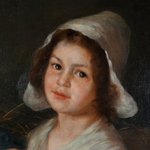 Load image into Gallery viewer, Signed Oil Painting, Portrait of Child & Cats, Karl August Schlegel Germany
