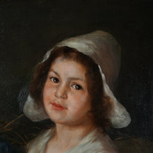 Load image into Gallery viewer, Signed Oil Painting, Portrait of Child & Cats, Karl August Schlegel Germany