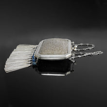 Load image into Gallery viewer, Art Deco German Sterling Silver Theodor Fahrner Chain Mail Mesh Purse Lapis Bead