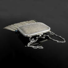 Load image into Gallery viewer, Art Deco German Sterling Silver Theodor Fahrner Chain Mail Mesh Purse Lapis Bead