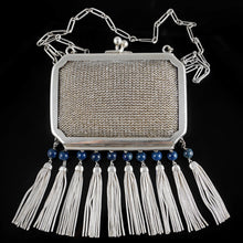 Load image into Gallery viewer, Art Deco German Sterling Silver Theodor Fahrner Chain Mail Mesh Purse Lapis Bead