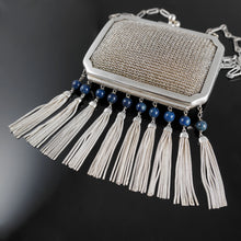 Load image into Gallery viewer, Art Deco German Sterling Silver Theodor Fahrner Chain Mail Mesh Purse Lapis Bead
