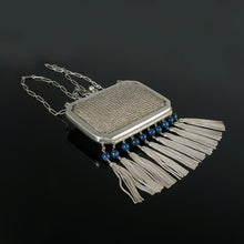 Load image into Gallery viewer, Art Deco German Sterling Silver Theodor Fahrner Chain Mail Mesh Purse Lapis Bead