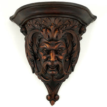Load image into Gallery viewer, Antique Hand Carved Wood Sculpture Wall Mount Shelf Bracket, Mythological Figure