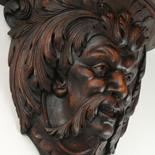 Load image into Gallery viewer, Antique Hand Carved Wood Sculpture Wall Mount Shelf Bracket, Mythological Figure