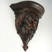 Load image into Gallery viewer, Antique Hand Carved Wood Sculpture Wall Mount Shelf Bracket, Mythological Figure