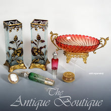 Load image into Gallery viewer, Antique French Sterling Silver Liquor Spirits Opera Flask Cranberry Pink Cut Glass Bottle