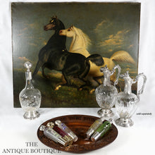 Load image into Gallery viewer, Antique French Sterling Silver & Green Cut Glass Flask