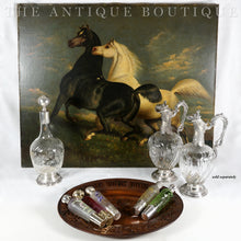 Load image into Gallery viewer, Antique French Sterling Silver Liquor Flask, Enamel Glass, Traveling / Opera 'Spirits' Bottle