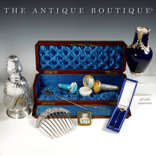 Load image into Gallery viewer, Antique French .800 Silver Hidden Compact Mirror & Parasol / Umbrella Handle Set, or Dress Cane Handle, Original Box