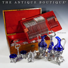 Load image into Gallery viewer, Antique French Sterling Silver 61pc Flatware Set, Service for 12, Dinner / Luncheon / Dessert, In Wooden Chest