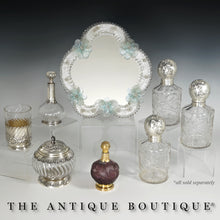 Load image into Gallery viewer, Antique German Hanau Silver Weinranck & Schmidt Cut Crystal Vanity Perfume Bottle, Art Nouveau Repousse