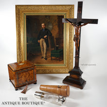 Load image into Gallery viewer, Large Antique French Sterling Silver & Cut Glass Liquor Flask, Fox Hunting / Riding / Field