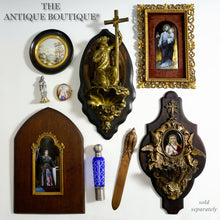 Load image into Gallery viewer, Antique French Limoges Enamel Portrait Plaque Joan of Arc, Religious Miniature Scene