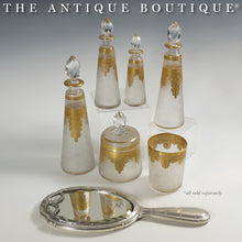 Load image into Gallery viewer, Antique French Saint Louis Acid Etched Glass Perfume Bottle, Empire Nelly Pattern, Gold Gilt Accents