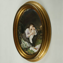 Load image into Gallery viewer, Antique Victorian Hand Painted Porcelain Portrait Plaque, Mother & Infant Baby