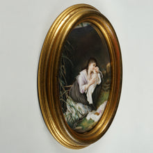 Load image into Gallery viewer, Antique Victorian Hand Painted Porcelain Portrait Plaque, Mother & Infant Baby