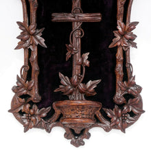 Load image into Gallery viewer, Antique Black Forest Hand Carved Wood Holy Water Font, Stoup Religious Cross