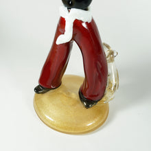 Load image into Gallery viewer, Italian Venetian Murano Glass Sculpture Figure Candleholder, IVR Mazzega, Red, Lattimo & Gold Aventurine Flecks