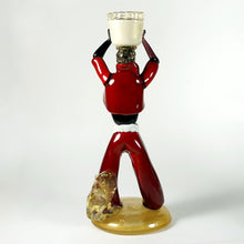 Load image into Gallery viewer, Italian Venetian Murano Glass Sculpture Figure Candleholder, IVR Mazzega, Red, Lattimo & Gold Aventurine Flecks