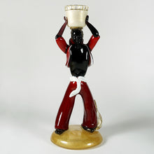 Load image into Gallery viewer, Italian Venetian Murano Glass Sculpture Figure Candleholder, IVR Mazzega, Red, Lattimo & Gold Aventurine Flecks
