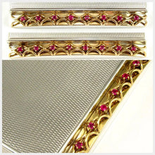 Load image into Gallery viewer, Antique French 18K Yellow Gold & Silver Ruby Jeweled Lady's Purse Compact Mirror