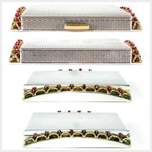 Load image into Gallery viewer, Antique French 18K Yellow Gold & Silver Ruby Jeweled Lady's Purse Compact Mirror