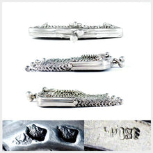 Load image into Gallery viewer, Antique French .800 Silver Chain Mail Mesh Lady's Chatelaine Purse, Figural Lizard Handle