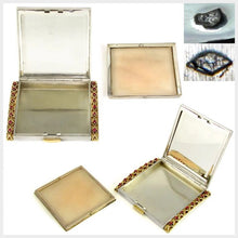 Load image into Gallery viewer, Antique French 18K Yellow Gold & Silver Ruby Jeweled Lady's Purse Compact Mirror