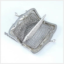 Load image into Gallery viewer, Antique French .800 Silver Chain Mail Mesh Lady's Chatelaine Purse, Figural Lizard Handle