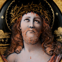 Load image into Gallery viewer, Antique French Limoges Enamel on Copper Miniature Portrait Plaque Painting of Jesus Christ, Gilt Bronze Frame