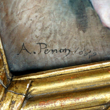 Load image into Gallery viewer, Antique French Limoges Enamel Copper Jesus Portrait Religious Plaque Gilt Frame
