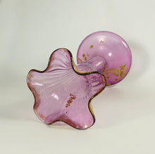 Load image into Gallery viewer, Antique Art Nouveau French Legras Glass Gold Enamel Ruffled Vase