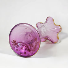 Load image into Gallery viewer, Antique Art Nouveau French Legras Glass Gold Enamel Ruffled Vase