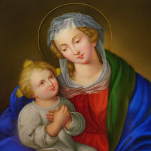 Load image into Gallery viewer, Antique German Porcelain Plaque Hand Painted Madonna & Child Religious Scene Miniature Portrait