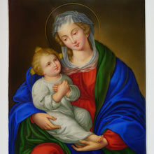Load image into Gallery viewer, Antique German Porcelain Plaque Hand Painted Madonna & Child Religious Scene Miniature Portrait