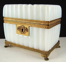 Load image into Gallery viewer, Antique French White Opaline Glass, Bulle de Savon, & Ormolu Sugar Casket