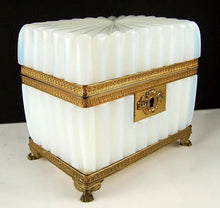 Load image into Gallery viewer, Antique French White Opaline Glass, Bulle de Savon, & Ormolu Sugar Casket
