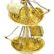 Load image into Gallery viewer, Antique Austrian Sterling Silver Gilt Vermeil Viennese Enamel Miniature Boat Shaped Snuff Box