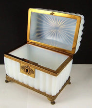 Load image into Gallery viewer, Antique French White Opaline Glass, Bulle de Savon, & Ormolu Sugar Casket
