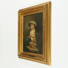 Load image into Gallery viewer, Antique German Portrait of a Dog Smoking a Pipe Oil Painting Albert WAGNER (1816-1867)