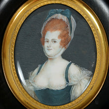 Load image into Gallery viewer, Antique French Miniature Portrait Watercolor Painting, Red Head Beauty, Risque