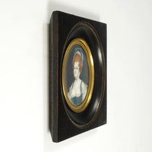 Load image into Gallery viewer, Antique French Miniature Portrait Watercolor Painting, Red Head Beauty, Risque