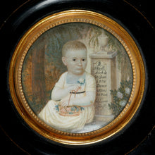 Load image into Gallery viewer, Antique sentimental miniature portrait painting of a baby