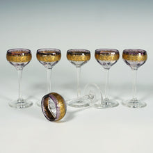 Load image into Gallery viewer, Antique Bohemian Purple Glass Raised Gold Enamel Liquor Service, Decanter & Cordial Glasses Set