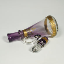 Load image into Gallery viewer, Antique Bohemian Purple Glass Raised Gold Enamel Liquor Service, Decanter & Cordial Glasses Set